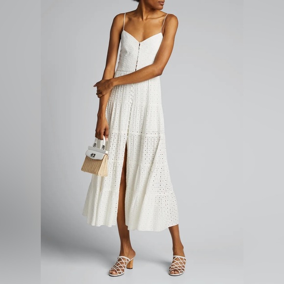 Alice + Olivia Shanti Button Front White Midi Dress - Picture 3 of 5